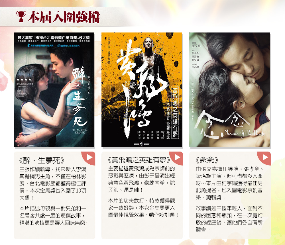 本介入圍強檔：醉‧生夢死、黃飛鴻之英雄有夢、念念